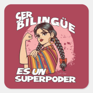Sticker Carré Enseignant bilingue espagnol ESL Maestra Bilingüe