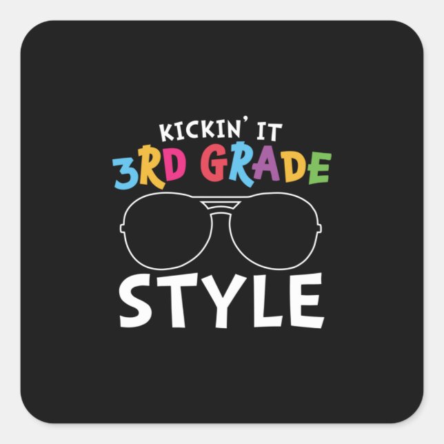 Sticker Carré Enseignant de 3e année Troisième classe (Devant)