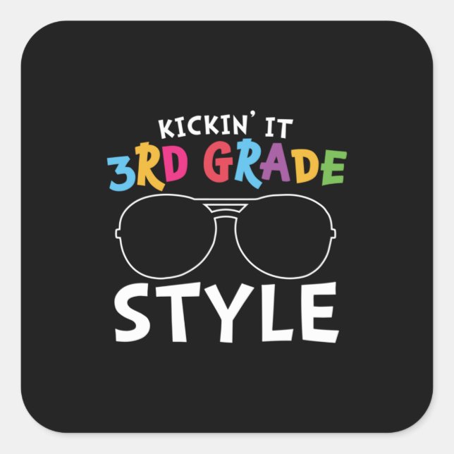 Sticker Carré Enseignant de 3e année Troisième classe (Devant)