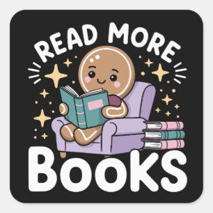 Sticker Carré Enseignant de Noël Lit plus de livres drôle 