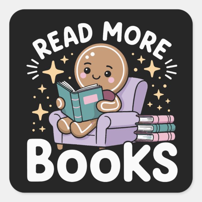 Sticker Carré Enseignant de Noël Lit plus de livres drôle  (Devant)