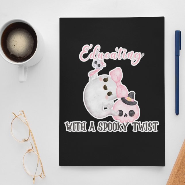 Sticker Carré Enseignant d'Halloween avec une tournure éffrayant (HALLOWEEN TEACHER GHOST STICKER)