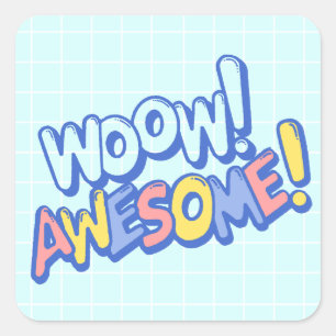 Sticker Carré Enseignant Élève Récompense Wow Incroyable Couleur