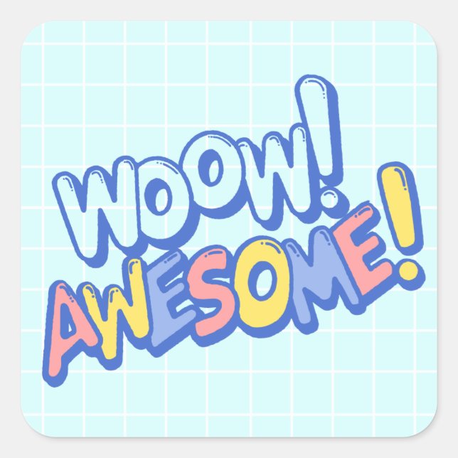Sticker Carré Enseignant Élève Récompense Wow Incroyable Couleur (Devant)