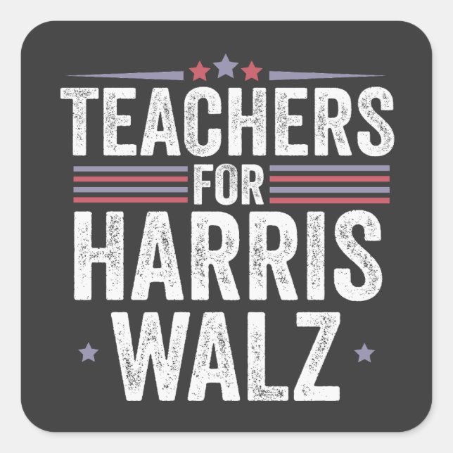 Sticker Carré Enseignants pour Harris Walz Élection 2024 Kamala  (Devant)