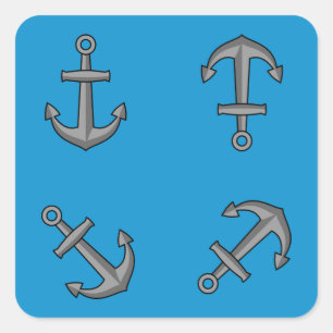 Sticker Carré Ensemble d'Ancres pour bateaux à cartons