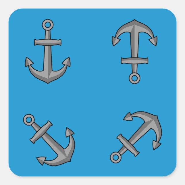 Sticker Carré Ensemble d'Ancres pour bateaux à cartons (Devant)