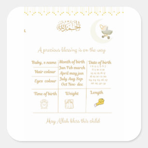 Sticker Carré Ensemble de jeu de prédiction pour Baby Shower isl