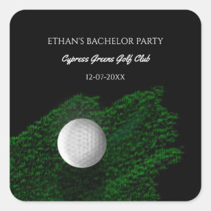 Sticker Carré Enterrement de vie de garçon de golfeurs - voyage 