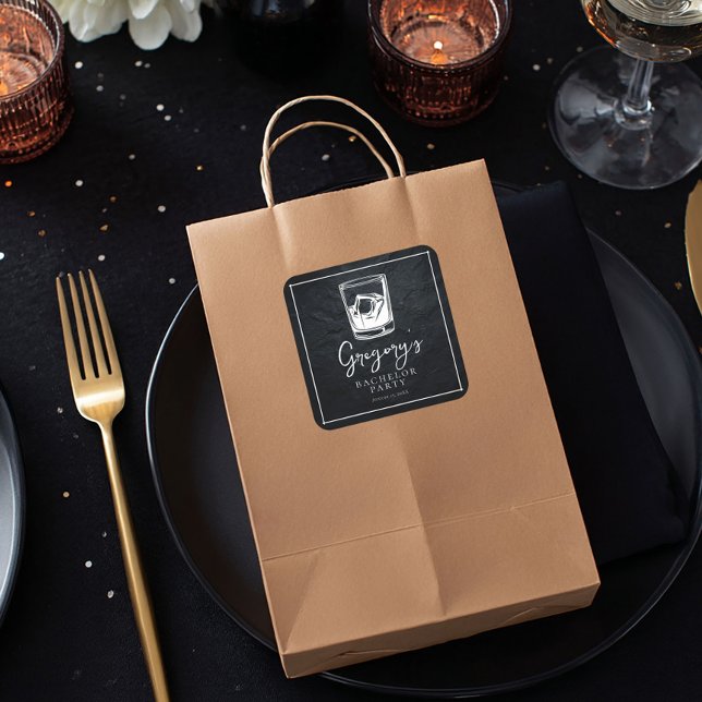 Sticker Carré Enterrement de vie de garçon moderne et élégant (Créateur téléchargé)