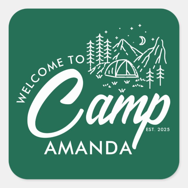 Sticker Carré Enterrement de vie de jeune fille au camp personna (Devant)