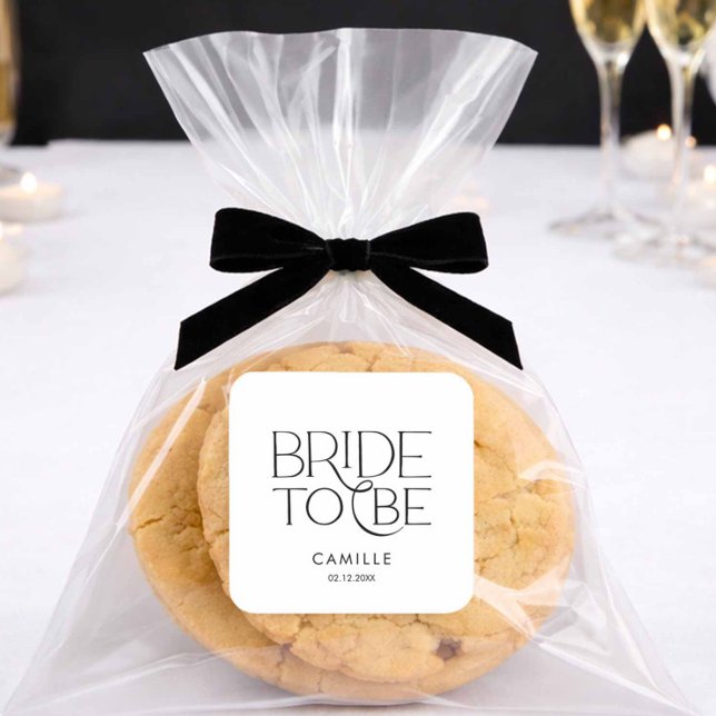 Sticker Carré Enterrement de vie de jeune fille Minimal Bride to (Bride to Be Favor Sticker)