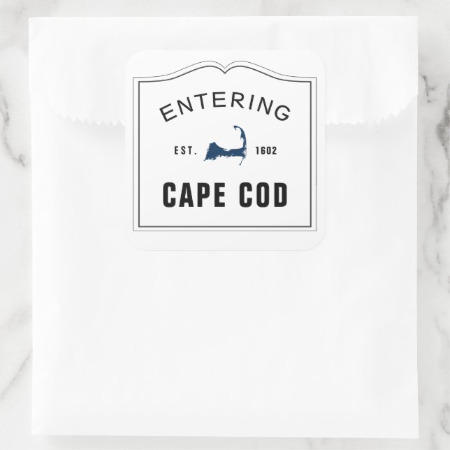 Sticker Carré Entrée Cape Cod Massachusetts Signer mariage Faveu (Sac)