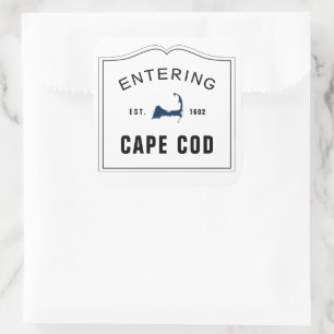 Sticker Carré Entrée Cape Cod Massachusetts Signer mariage Faveu