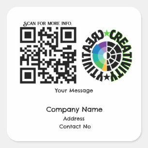 Sticker Carré Entreprise cadeau QRcode avec personnalisation BG