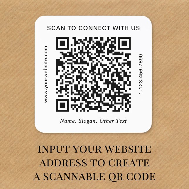 Sticker Carré Entreprise de code QR personnalisé (Créateur téléchargé)