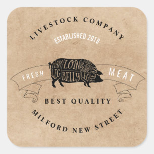 Sticker Carré Entreprise de viande de ferme petite entreprise