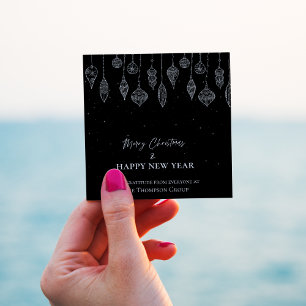 Sticker Carré Entreprise Elégante Noir Blanc Noël Nouvel An