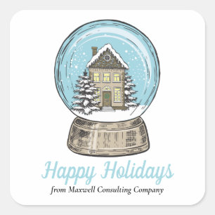 Sticker Carré Entreprise immobilière boule à neige de Noël migno