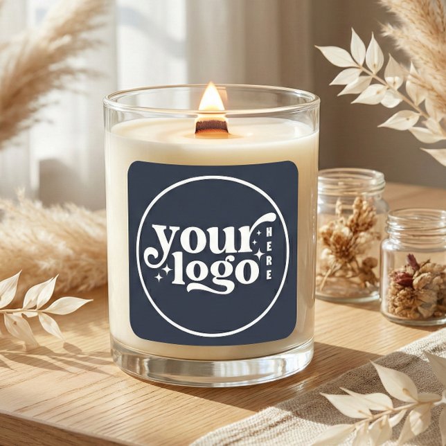 Sticker Carré Entreprise personnalisée Votre logo ici Navy  (Custom Company Business Your Logo Here Navy Square Sticker)