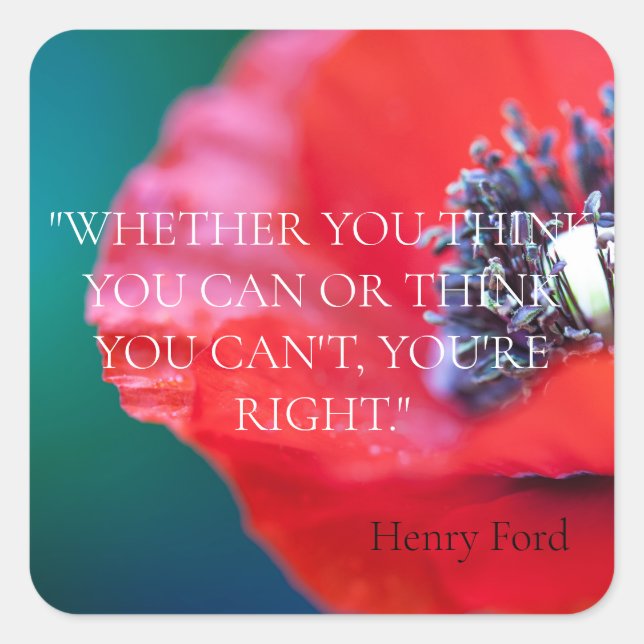 STICKER CARRÉ ENVELOPE SEAL : HENRY FORD INSPIRATIONNELLE QUOTE (Devant)