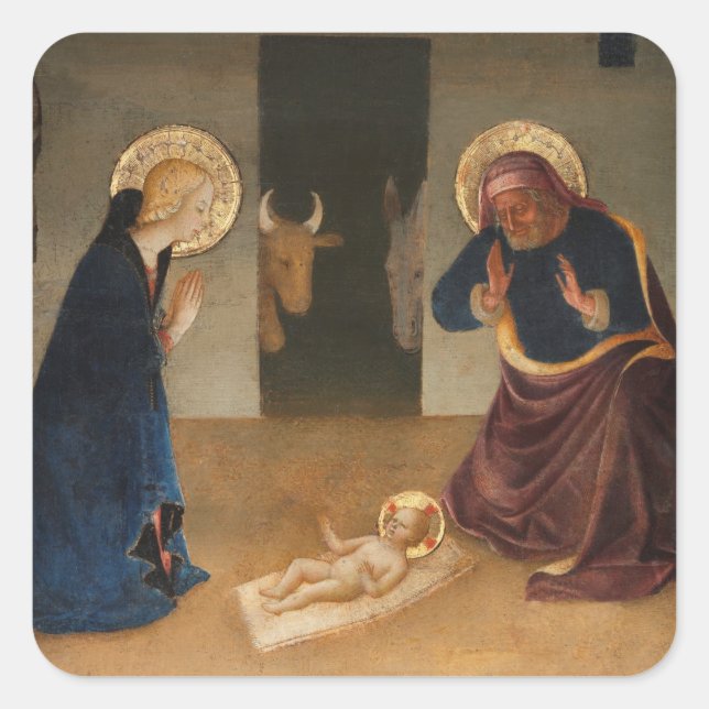 STICKER CARRÉ ENVELOPE SEAL : LA NATIVITÉ : ZANOBI STROZZI 1468 (Devant)