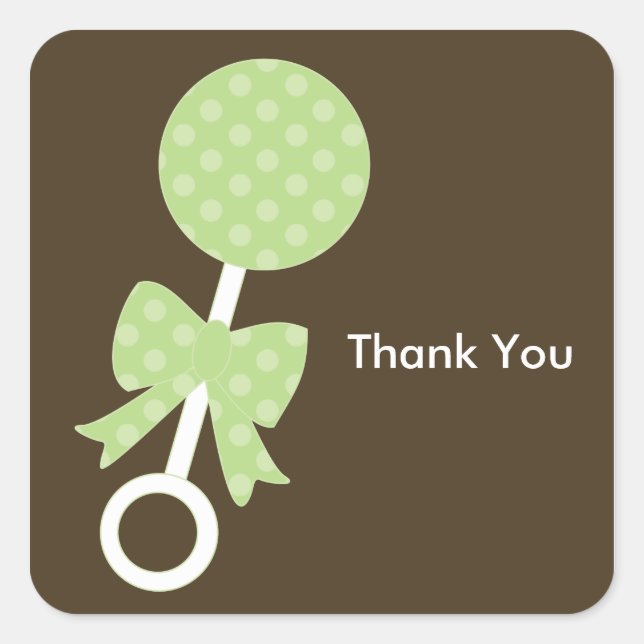 Sticker Carré Enveloppe de douche de bébé en roseau (Devant)