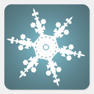 Sticker Carré enveloppe de flocons bleus