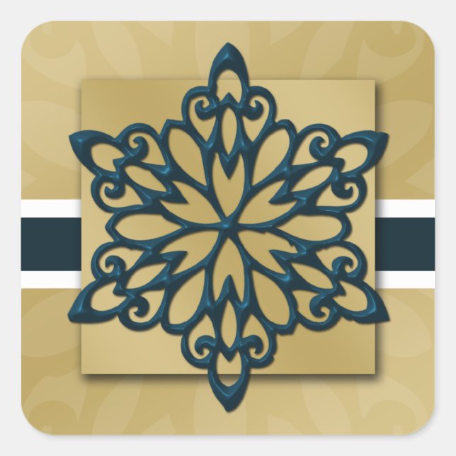 Sticker Carré enveloppe de flocons bleus (Devant)