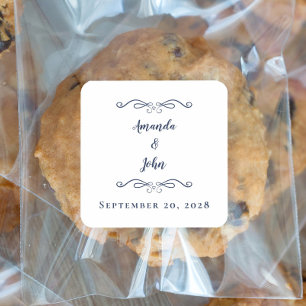 Sticker Carré Enveloppe de mariage élégante Favoriser le Merci b