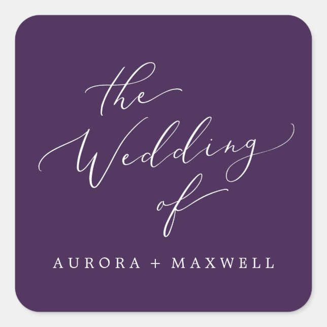 Sticker Carré Enveloppe Mariage violet délicate (Devant)