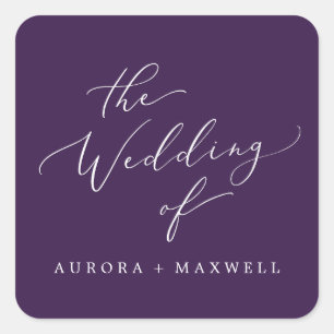 Sticker Carré Enveloppe Mariage violet délicate