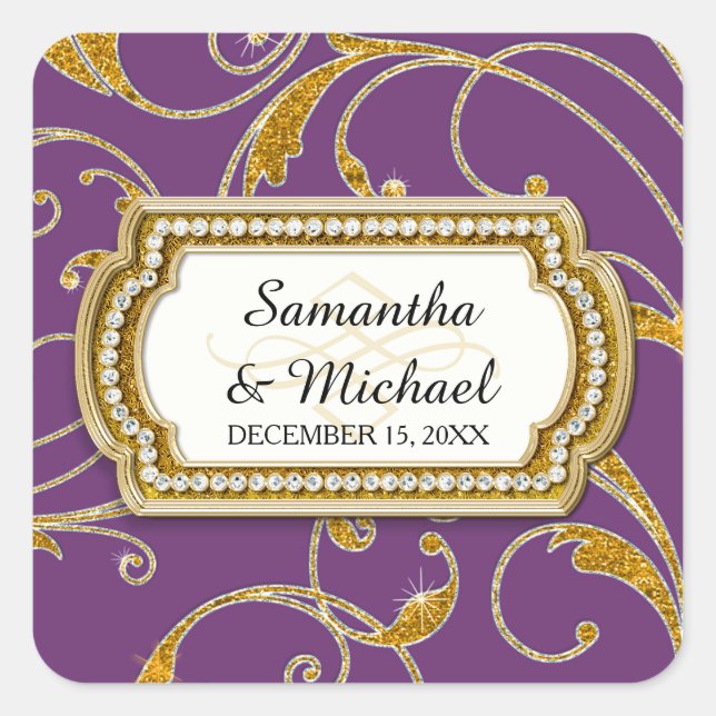 Sticker Carré Enveloppe Seal Glam Old Hollywood Regency Cravate  (Devant)