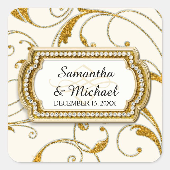 Sticker Carré Enveloppe Seal Glam Old Hollywood Regency Cravate  (Devant)