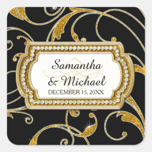 Sticker Carré Enveloppe Seal Glam Old Hollywood Regency Cravate 