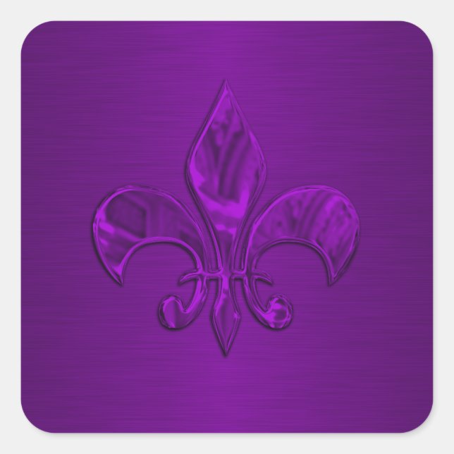 Sticker Carré Enveloppe violet Fleur de Lis Sceau (Devant)
