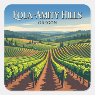 Sticker Carré Eola-Amity Hills Vineyards Salem Oregon Souvenir