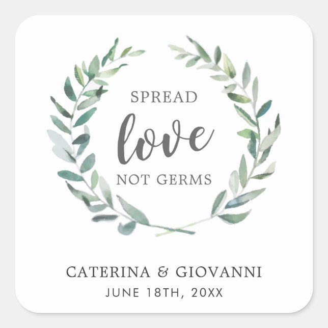 Sticker Carré Épandez l'amour, pas les germes, mariage rustique  (Devant)