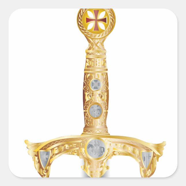 Sticker Carré Épée d'un Temple de Chevalier (Devant)