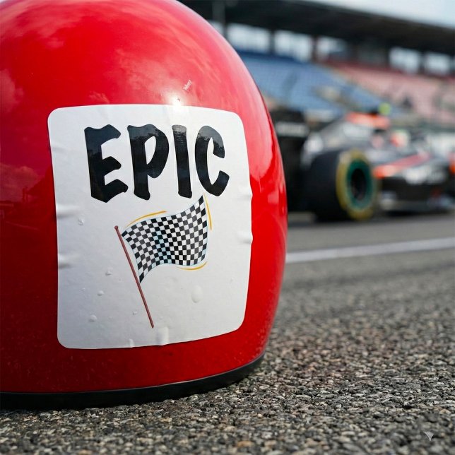 Sticker Carré Epic Finish Line Checkered Racing Flag (Créateur téléchargé)