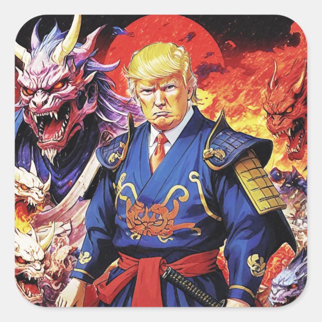 Sticker Carré Epic Trump Samurai Anime (Devant)