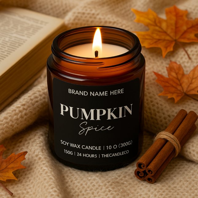 Sticker Carré Épice Citrouille minimaliste | Noir personnalisé (Créateur téléchargé)