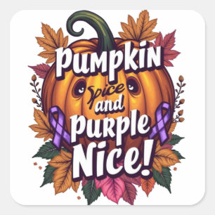Sticker Carré Épices citrouilles et pourpre Nice : Funny Fall Aw