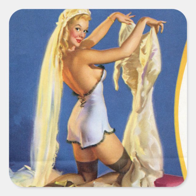 Sticker Carré Épingle de nuit mariage vers le haut (Devant)