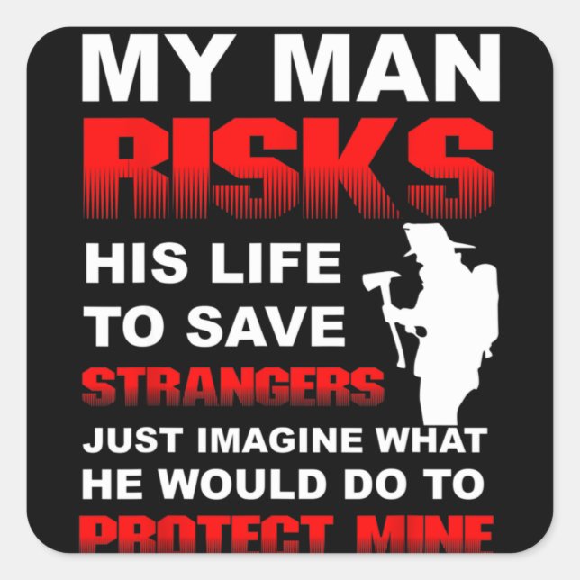 Sticker Carré Épouse de pompier, amie (Devant)