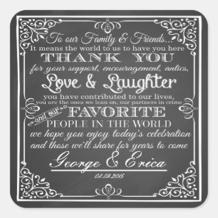 Sticker Carré Épouser vous remercient Mme faveur de Mr&