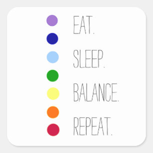 Sticker Carré Equilibre de sommeil Manger Design Chakra simple
