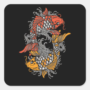 Sticker Carré Équilibrer Koi