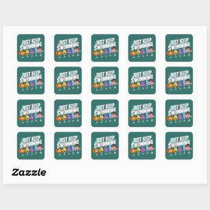 Sticker Carré Équipage de poissons Just Keep Swimming