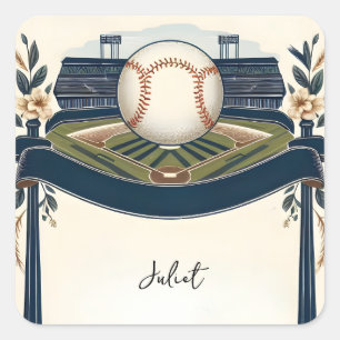 Sticker Carré Équipe championne de baseball Terrain de balle Cad